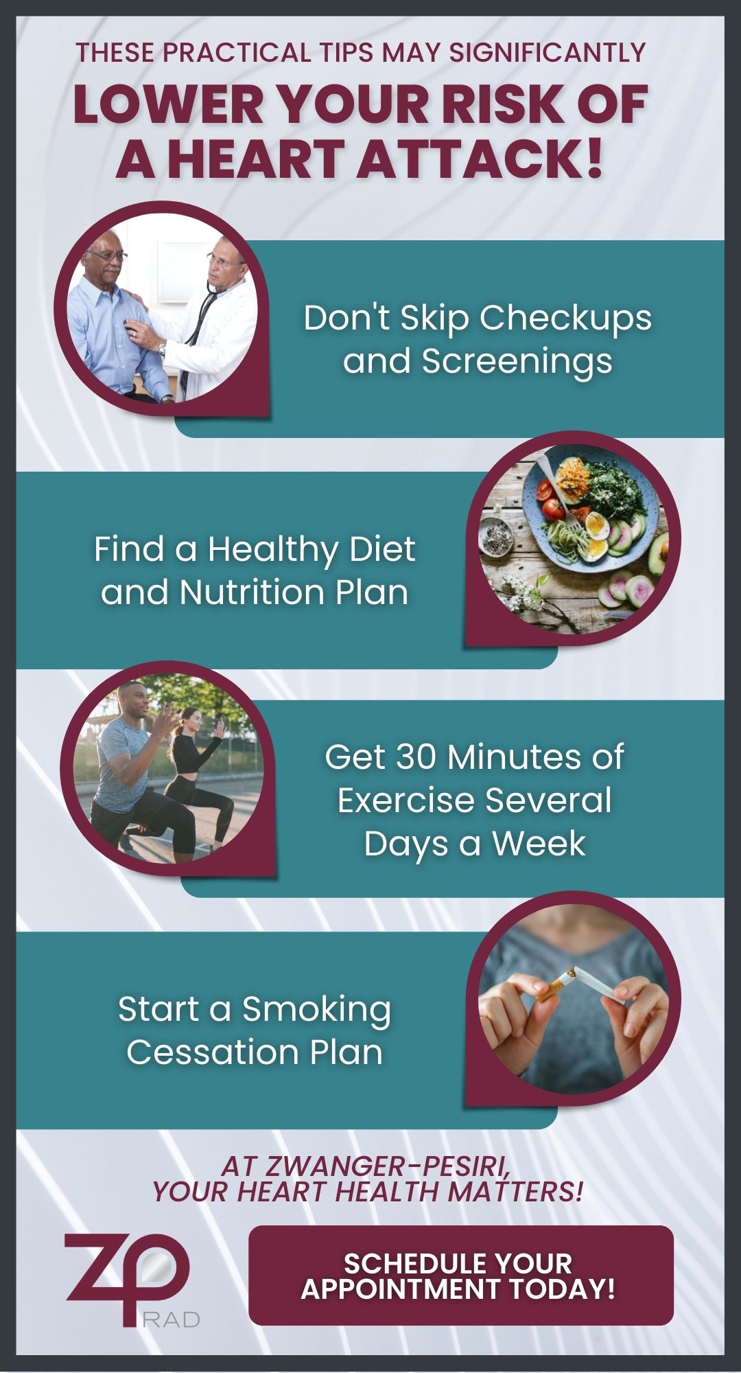 4 things you can do to lower your risk of heart attack infographic
